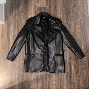 Zara Oversized Faux Leather Blazer
